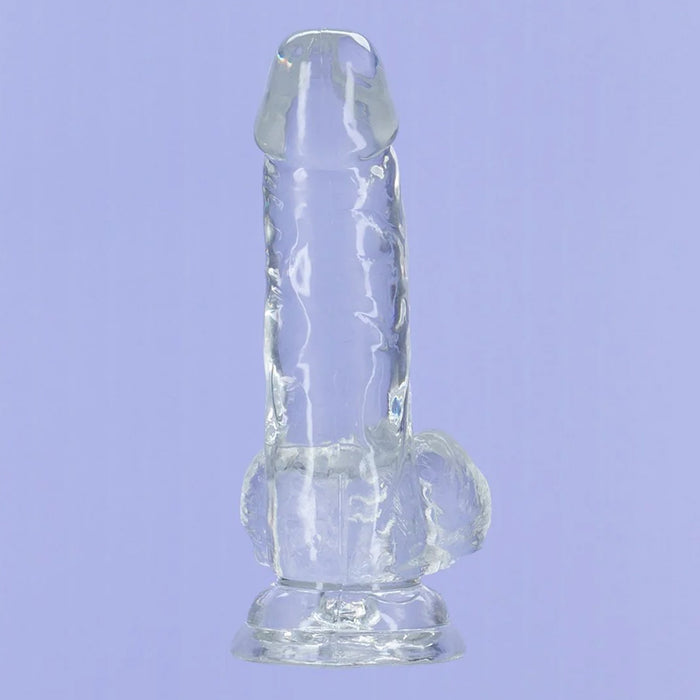 Crystal Addiction 6 Inch Clear Dildo with Balls