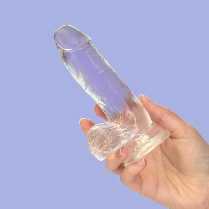 Crystal Addiction 6 Inch Clear Dildo with Balls