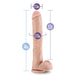 Measurements of the Au Naturel Daddy realistic beige dildo on a white background