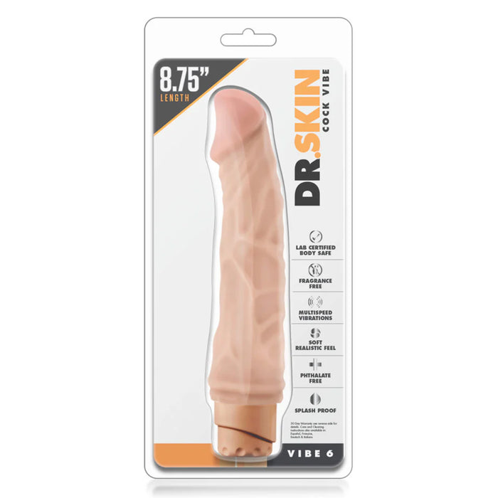 Blush BL-11313 Dr Skin Cock Vibe 6 realistic vibrating dildo package front