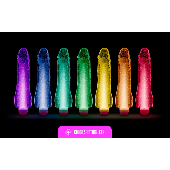 Blush BL-43011 Glow Dicks Molly 8 Inch Vibrating Glitter LED Dildo