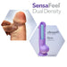 Sensafeel Dual Density product with a hand holding it, labeled 'ultrasoft on the outside, firm pliable core'.