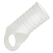 Clear textured silicone penis sleeve on a white background