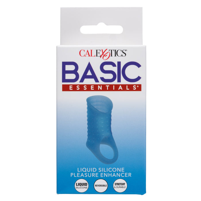 Calexotics Basic Essentials Liquid Silicone Pleasure Enhancer packaging on a white background