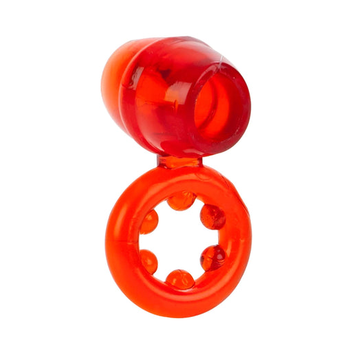 CalExotics Dual Support Magnum Ring red jelly cock and ball ring