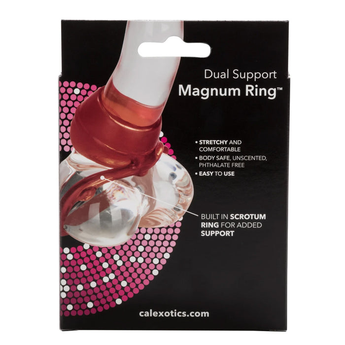 Package of Dual Support Magnum Ring with product image and text on a black background