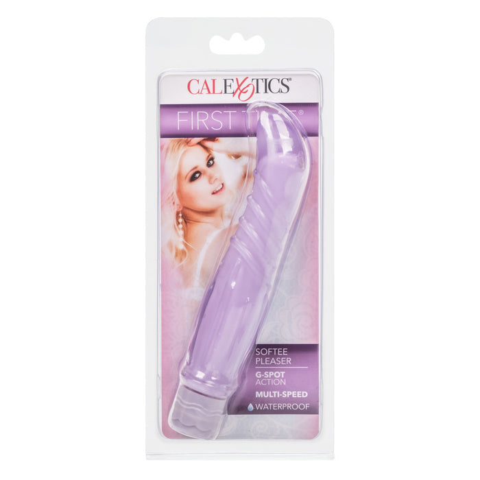 Product packaging for CalExotics First Time Softee Pleaser on a white background