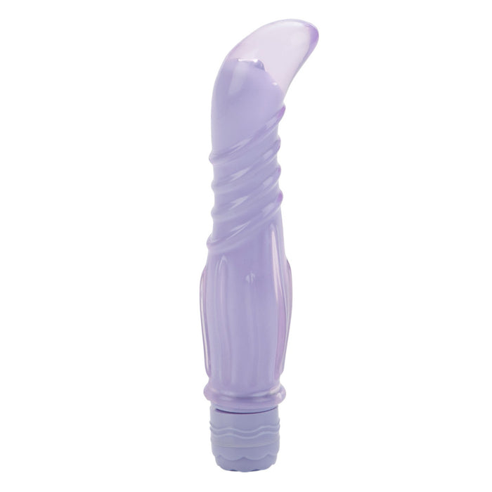 Purple vibrator with jelly sleeve on a white background