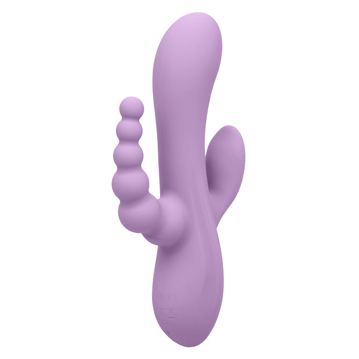 Purple silicone triple penetration vibrator