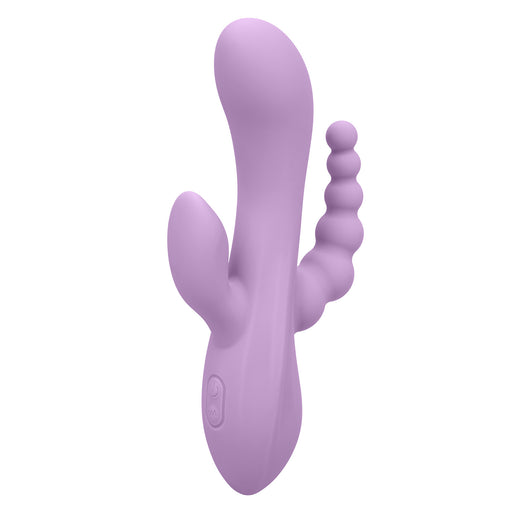Purple silicone triple penetration vibrator
