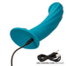 G-Ride Long Haul rechargeable vibrating turquoise silicone dildo with USB charging cord on white background