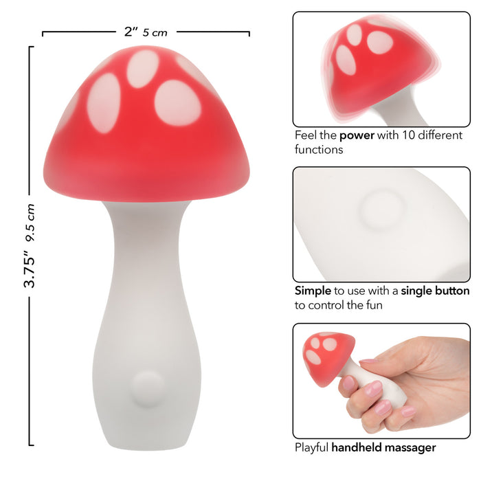 Muff Shroom mushroom-shaped vibrator product features and measurements