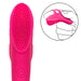 Rechargeable hot pink silicone finger vibrator with nubby textured surface