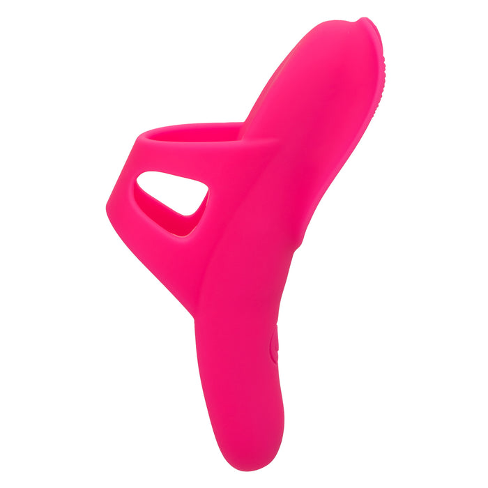 Side view of Neon Vibes The Nubby Vibe hot pink finger vibrator