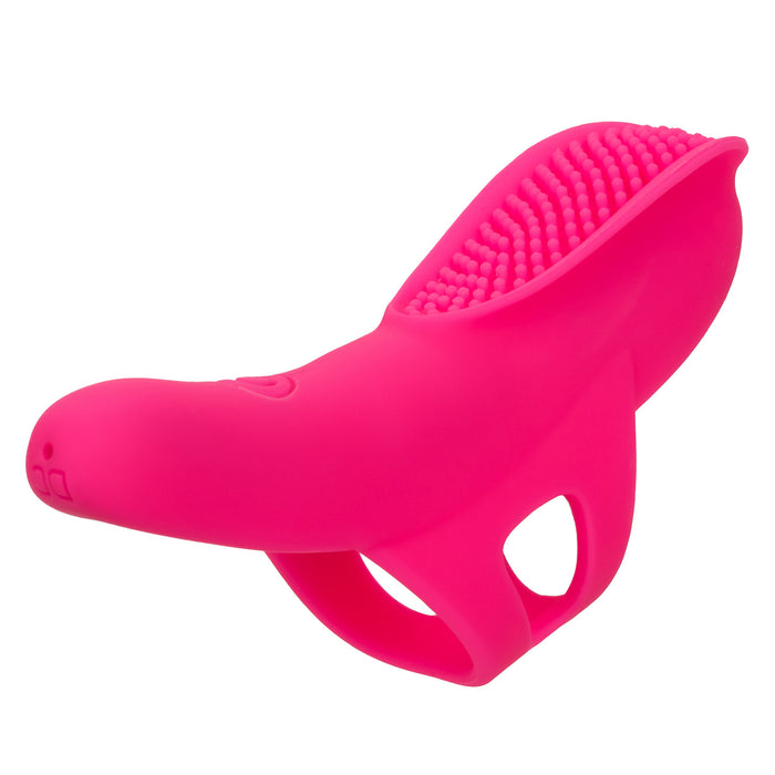 Underside view of Neon Vibes The Nubby Vibe hot pink finger vibrator