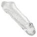 Clear penis sleeve with scrotum strap on a white background