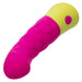 Hot pink and yellow silicone G-spot vibrator with quilted design