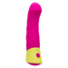 Hot pink and yellow silicone G-spot vibrator with quilted design