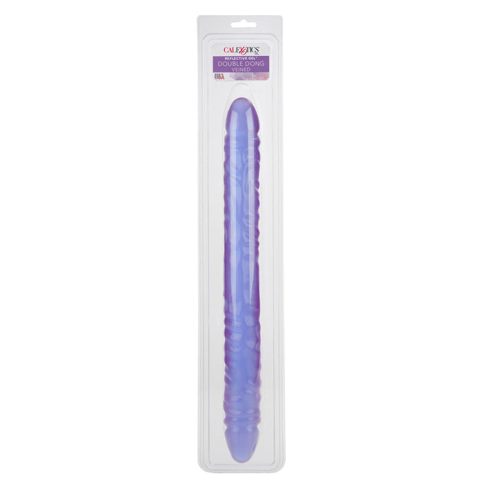 Reflective Gel 18 Inch Veined Double Dong - Purple