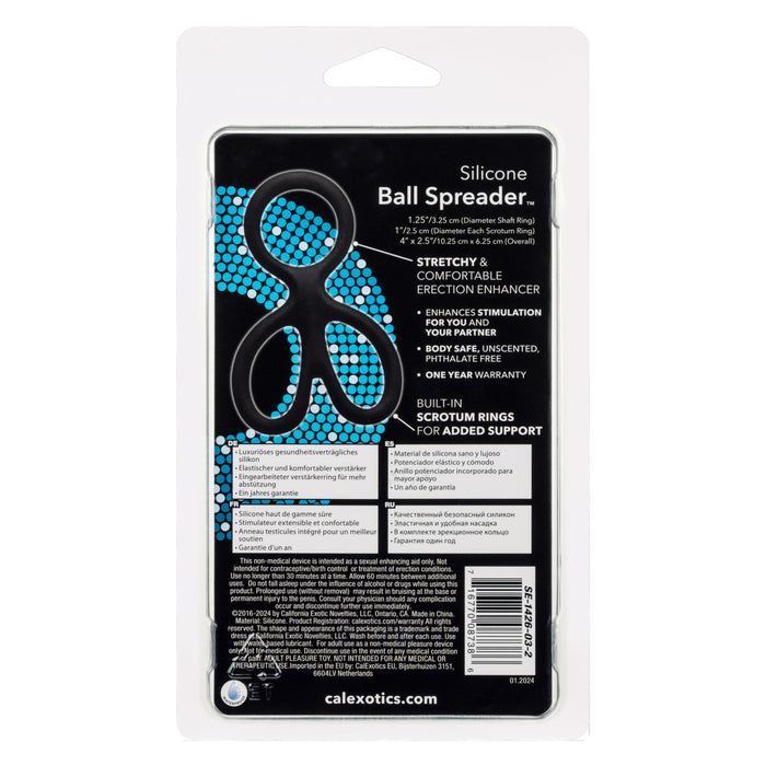 Back of packaging for CalExotics Silicone Ball Spreader