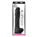 Black silicone dildo in packaging with 'Colours' branding on a white background