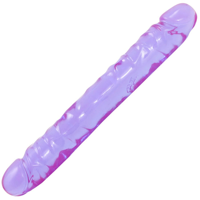 Doc Johnson 0287-05-CD Crystal Jellies 12 Inch Jr purple double ended dildo on white background