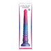 NSN-0412-22 Colours Stacked 12 Inch Ribbed Silicone Dildo Pink/Blue Package Front