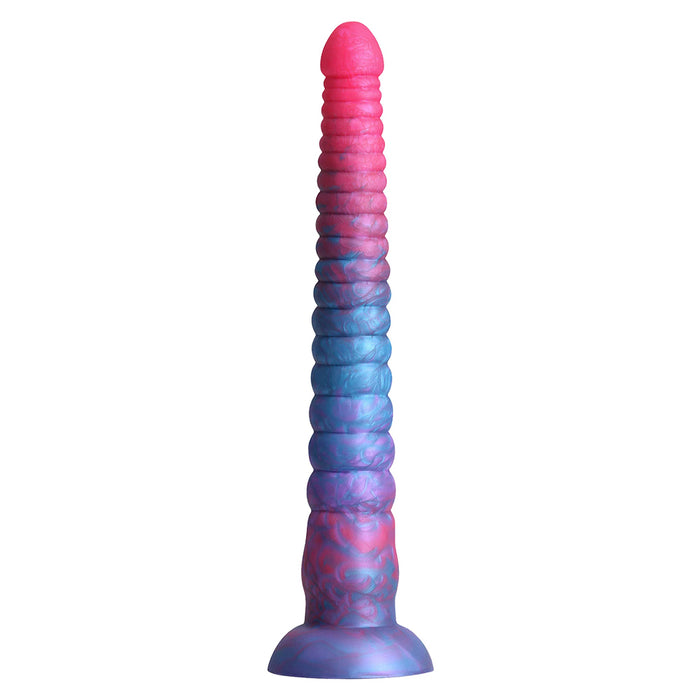NSN-0412-22 Colours Stacked 12 Inch Ribbed Silicone Dildo Pink/Blue