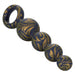 Blue and gold swirl silicone anal beads with loop handle and 'Naughty Bits' branding on a white background