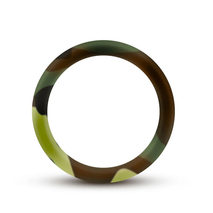 Camouflage-patterned cock ring on a white background