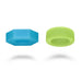Blue and green silicone rings on a white background