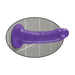 Purple Dillio 6 inch dildo attached to wall with suction cup