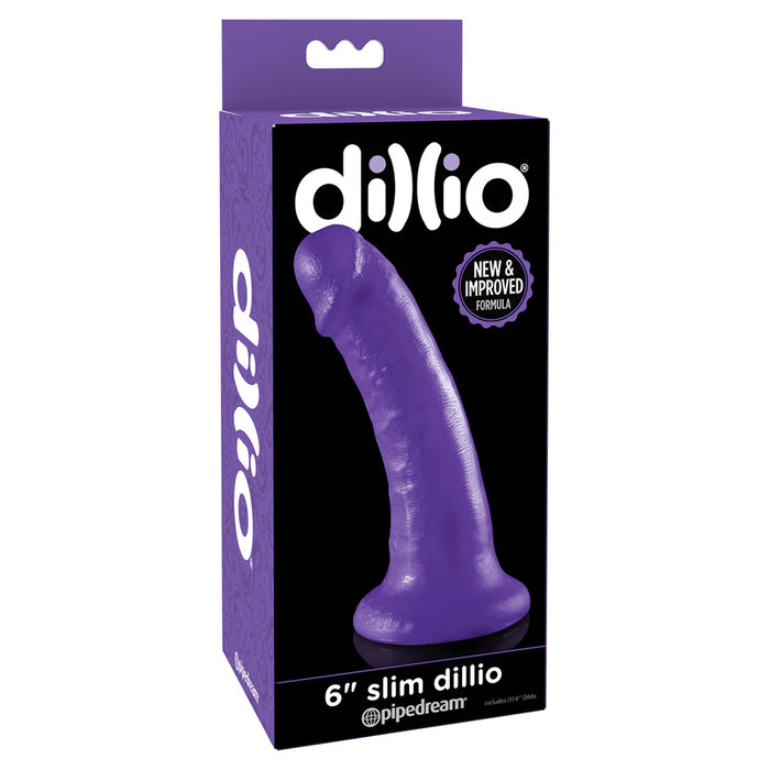 Pipedream PD5305-12 Dillio 6 Inch Slim Purple Dildo Package Front