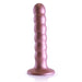 Pink beaded dildo with suction cup base on a white background