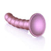 Pink beaded dildo with suction cup base on a white background