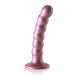 Pink beaded dildo with suction cup base on a white background