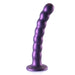 Purple beaded dildo with suction cup base on a white background