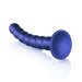 Shots OU824MBL Ouch! Beaded 8 Inch Dildo Metallic Blue laying on side