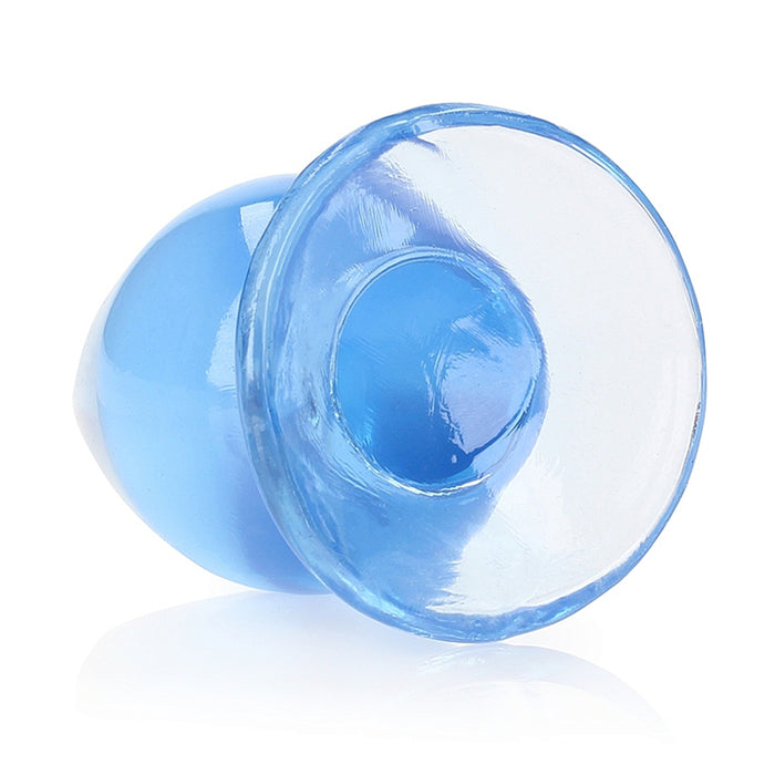 Shots America RealRock Crystal Clear 3.5 Inch Anal Plug Blue with suction cup base