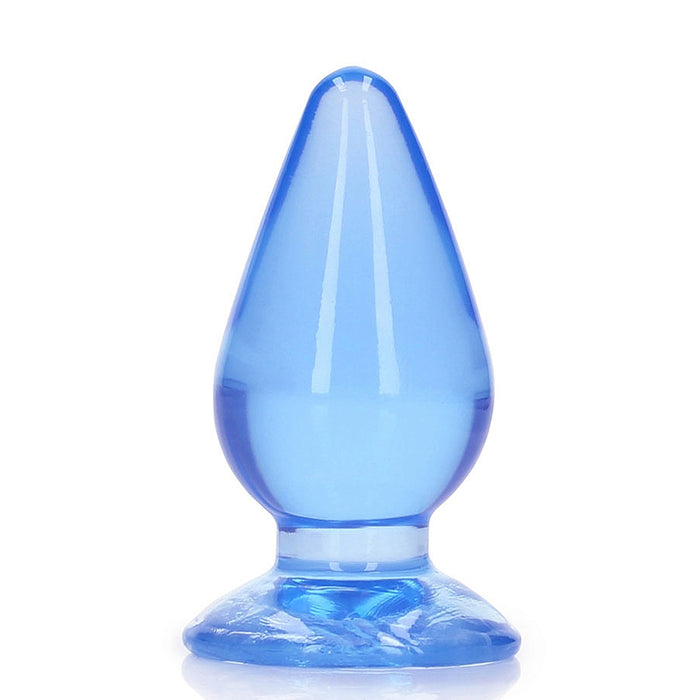 Shots America RealRock Crystal Clear 3.5 Inch Anal Plug Blue with suction cup base