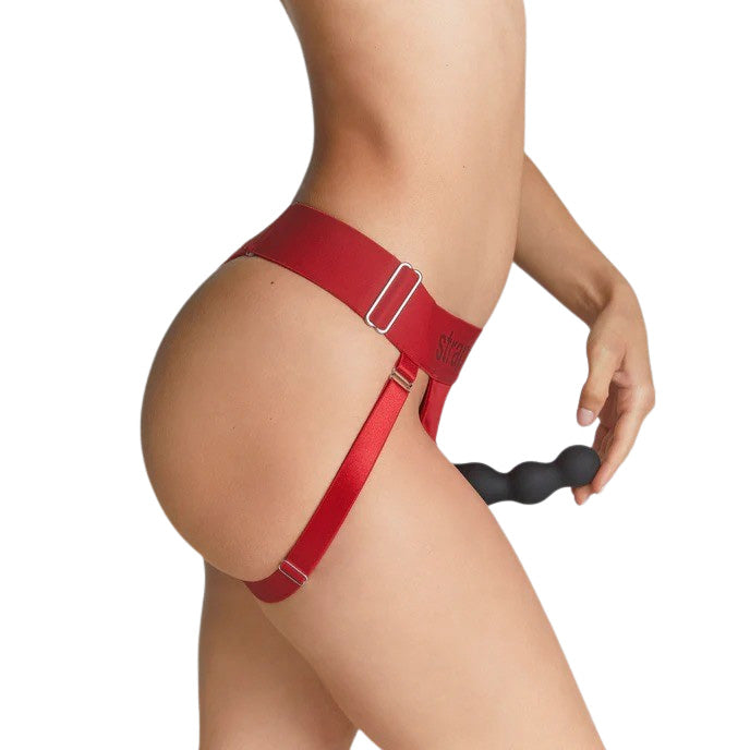 Unique Lingerie Double-Penetration Harness - Red