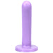 Smooth purple dildo with wide base on a white background