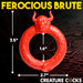 Red ring with bull head design and measurements on a dark background, featuring the brand 'Creature Cocks'.