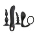 Four silicone prostate toys on a white background