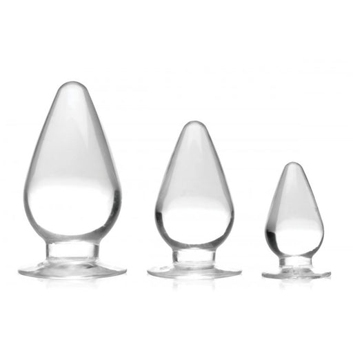 XR Brands AG457-Clear Master Series Triple Cones 3 Piece Anal Plug Set Clear