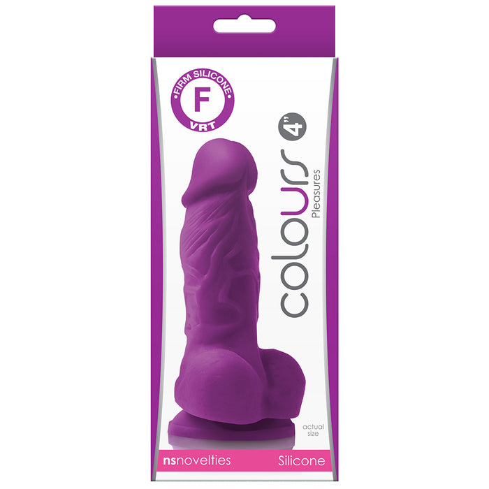 Colours Pleasures 4 Inch Realistic Silicone Dildo - Purple - Box