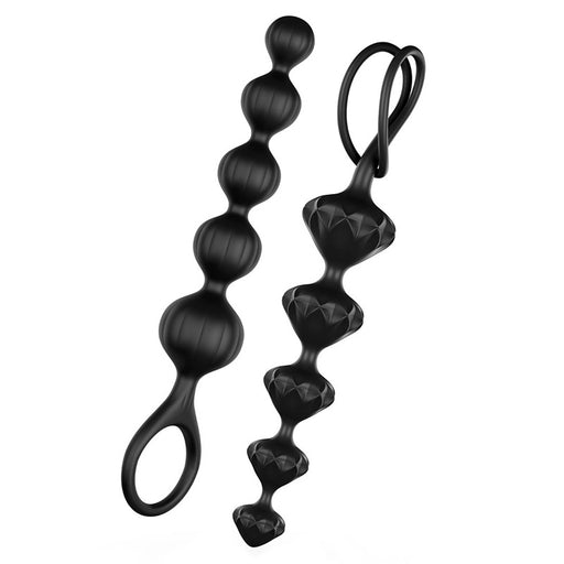 Satisfyer Love Beads Textured Silicone Anal Bead Set Black