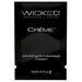Black foil pack of Wicked Sensual Care Creme Stroking and Massage Cream 3 ml 0.10 fl oz on a white background